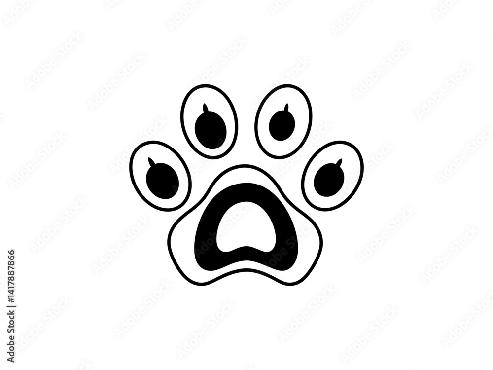 A clean, vector graphic of a simple animal paw print.