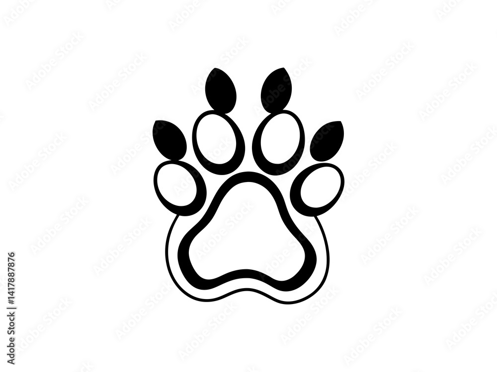 A clean, vector graphic of a simple animal paw print.