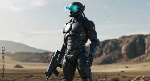 Cyberpunk Robot Soldier Illustration