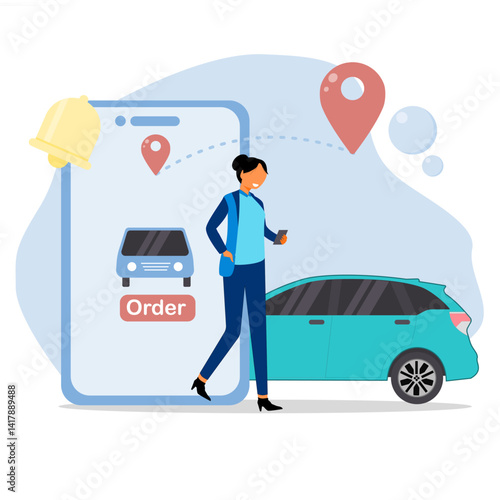 City transportation concept, online booking, can be used for landing page, UI, web, app intro card, editorial, flyer and banner.
