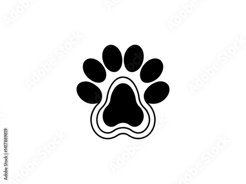 Obraz na płótnie A clean, vector graphic Simple Black Animal Paw Print design and white background . w salonie