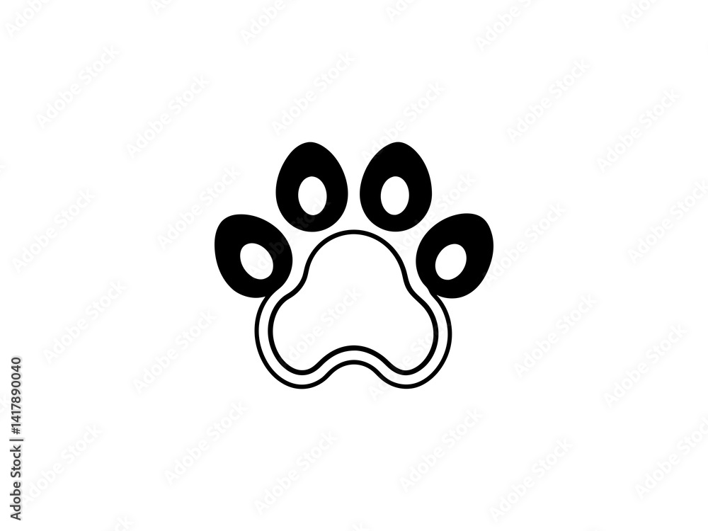 A clean, vector graphic Simple Black Paw Print on White Background .