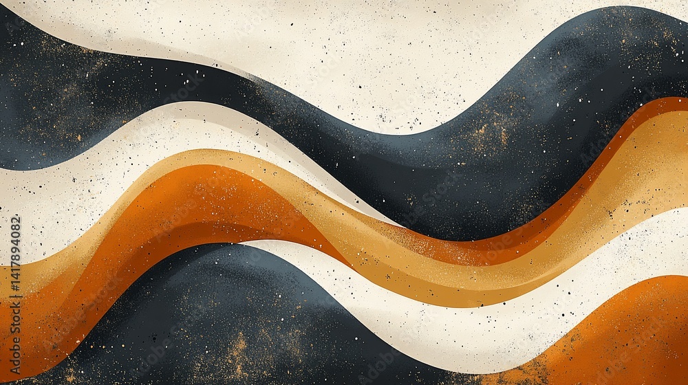 Abstract Wavy Lines with a Retro Aesthetic and Speckled Texture Overlay Abstract Wavy Lines with a Retro Aesthetic and Speckled Texture Overlay