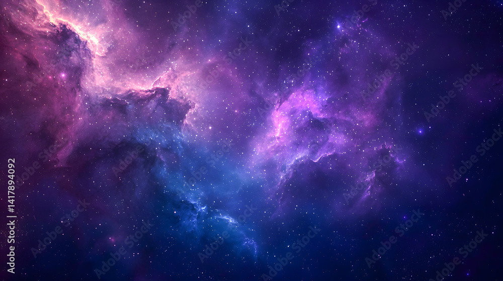 Fototapeta premium Dark Deep Space Nebula Background with Rich Purple and Blue Hues