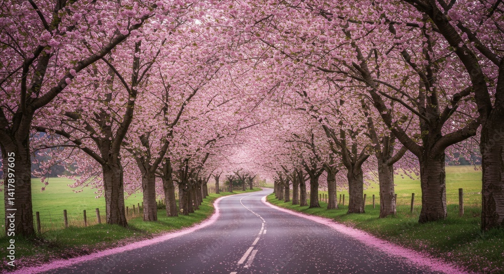 Naklejka premium Cherry Blossom Road Photo