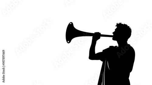 Roman trumpeter silhouette in side view


