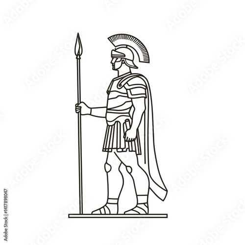 Outline Roman warrior holding spear

