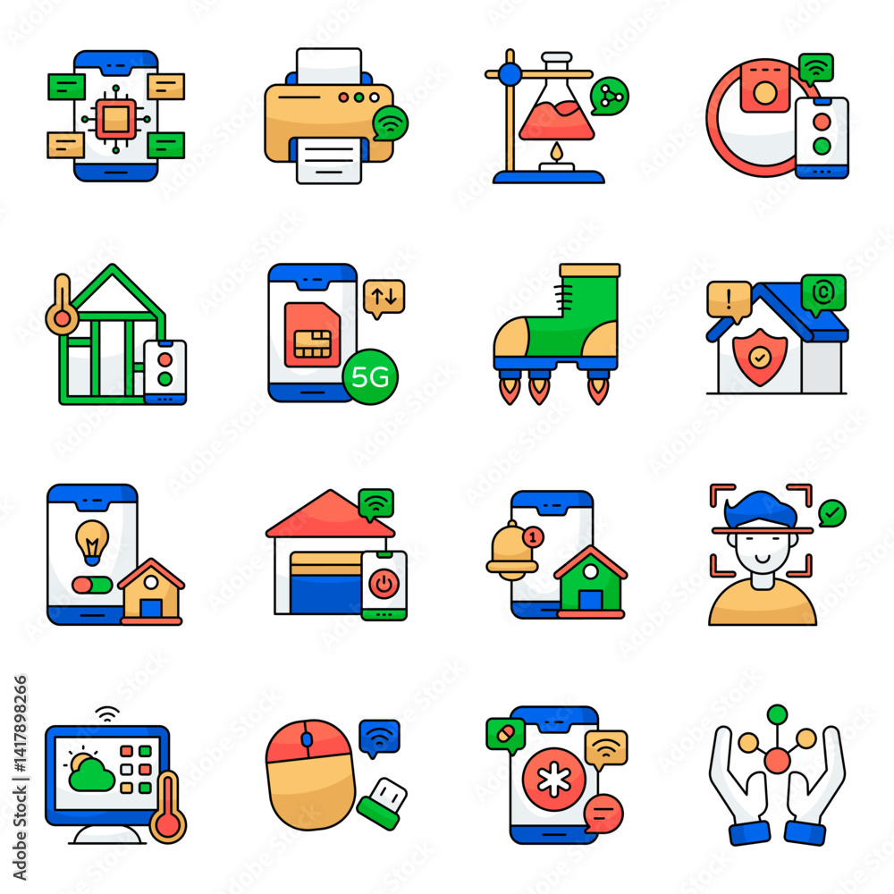 Obraz premium Set of Science and Iot Flat Icons