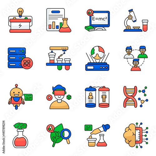 Set of Science Flat Icons

