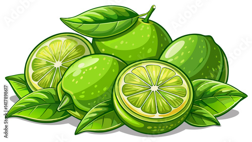 Very beautiful Portrait Collection lime isolated on Taste lime with leaf. Full depth of field with clipping path white background