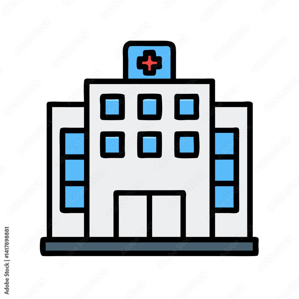 Hospital Building with Medical Sign Icon Design Hospital Building with Medical Sign Icon Design