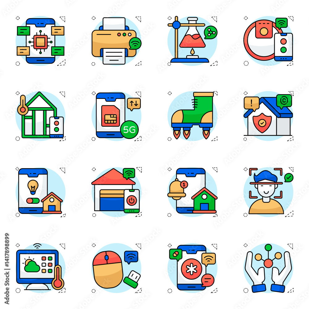 Obraz premium Set of Science and Iot Flat Icons