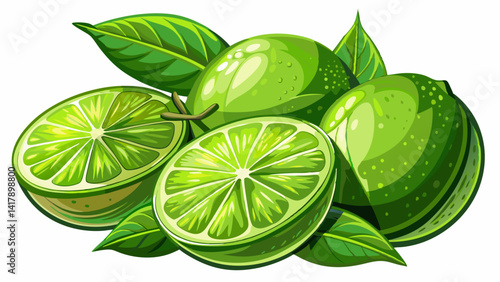 Very beautiful Portrait Collection lime isolated on Taste lime with leaf. Full depth of field with clipping path white background