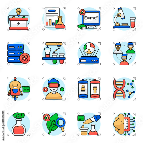 Set of Science Flat Icons


