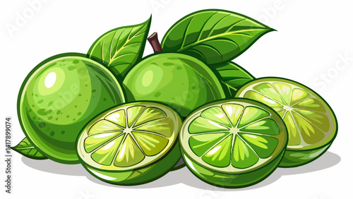 Very beautiful Portrait Collection lime isolated on Taste lime with leaf. Full depth of field with clipping path white background