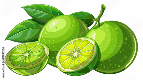 Very beautiful Portrait Collection lime isolated on Taste lime with leaf. Full depth of field with clipping path white background