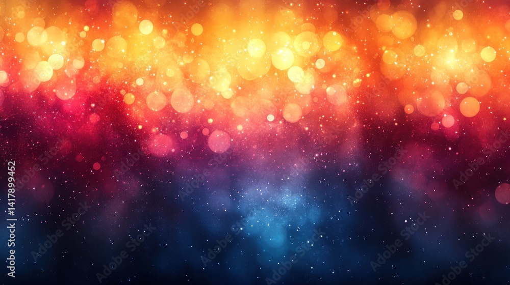 Obraz premium Abstract colorful bokeh lights background with orange, red, and blue hues.