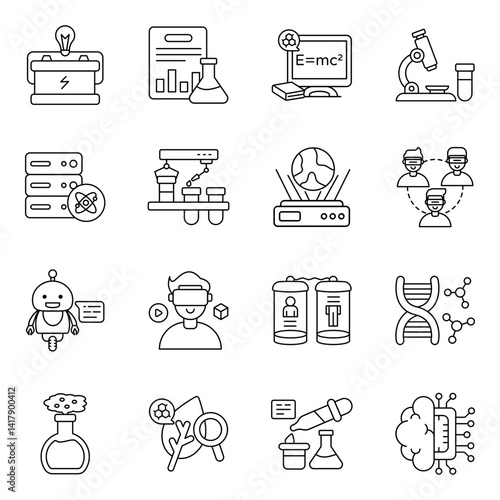 Set of Science Linear Icons

