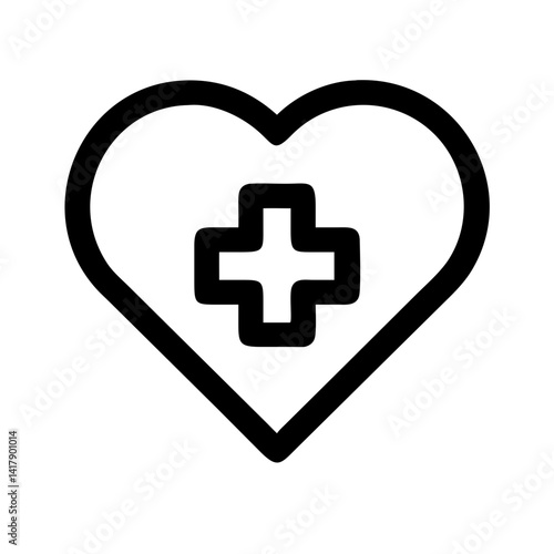 Heart with Medical Cross Inside Icon Design
