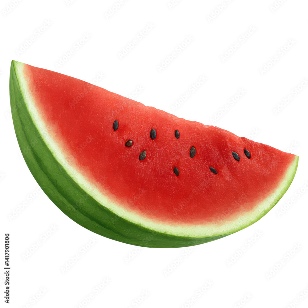 Fresh Watermelon Slice with Juicy Red Flesh and Green Rind, isolated on transparent background. Fresh Watermelon Slice with Juicy Red Flesh and Green Rind, isolated on transparent background.