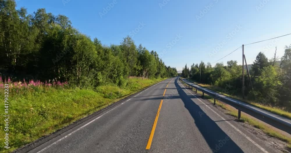 Vehicle point-of-view Driving a Car on a Road in Norway Vehicle point-of-view Driving a Car on a Road in Norway