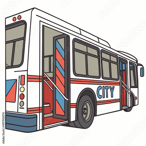 Modern city passenger bus isolated. Vector illustration.