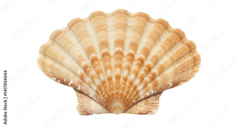 Isolated Scallop Shell with Ridges and Texture