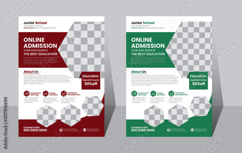 Kids school education admission flyer template. Modern education vertical print flyer or poster template for International Day of Education background, suitable for school flyer, online learning flyer