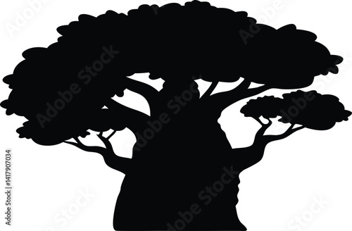 baobab tree icon, baobab tree silhouette vector illustration