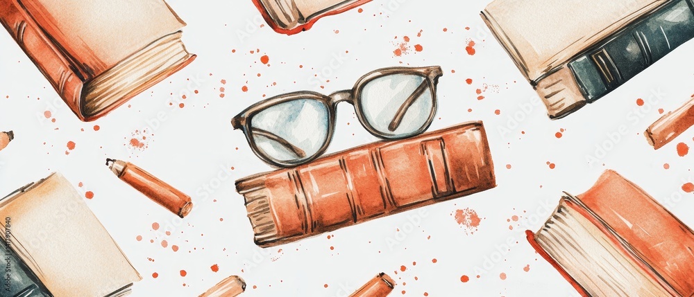 A book with a pair of glasses on top of it