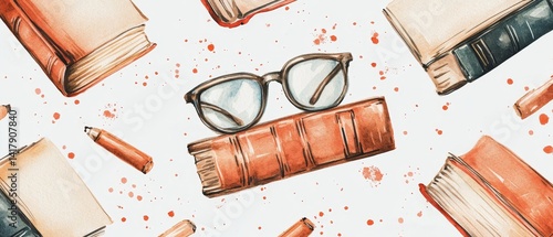 Obraz na płótnie A book with a pair of glasses on top of it w salonie