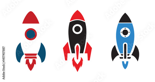 Rocket Ship Icons for Startup, Space, or Technology Design Projects