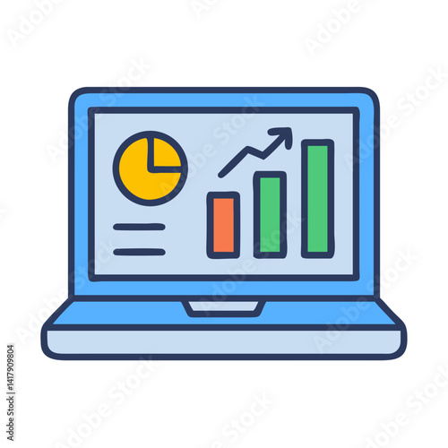 Laptop Displaying Financial Dashboard Icon Design