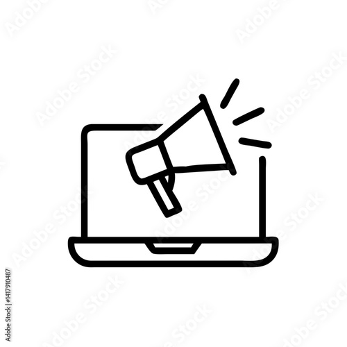 Laptop with Megaphone for Promotion Icon Design