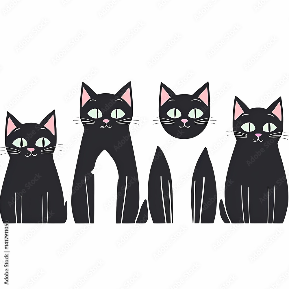 Black Cat Bundle Design Illustration Black Cat Bundle Design Illustration