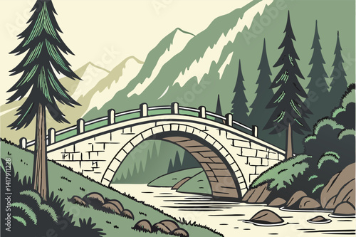 old bridge over river