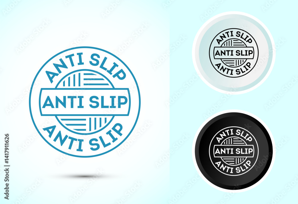 Fototapeta premium Anti slip icon design illustration. Non slip safety icon, Slip prevention sign symbol in color black and white