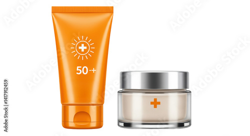 Isolated Sunscreen Lotion and Cream Set for Skin Protection