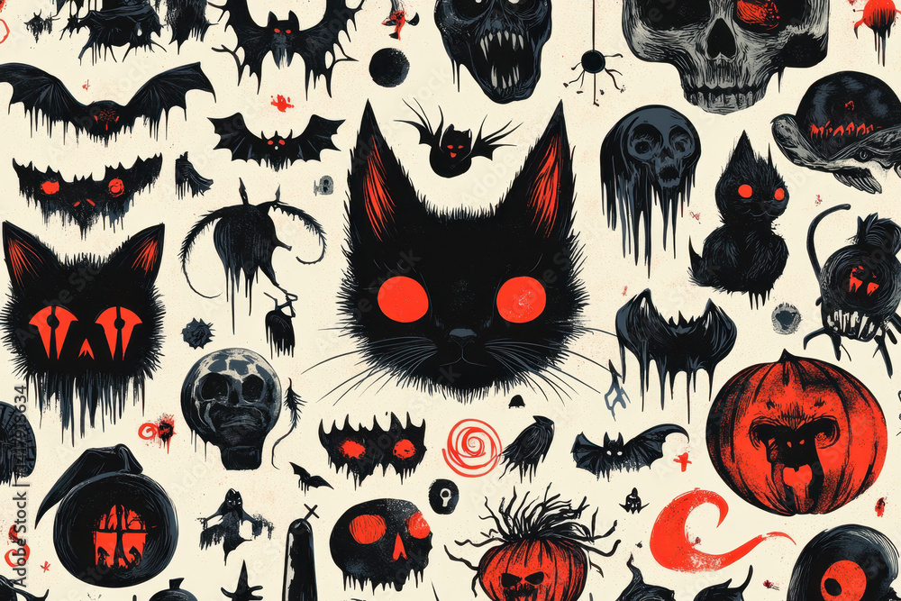 A bunch of Halloween-themed wallpapers with pumpkins, ghosts, and witches on a dark purple background. A bunch of Halloween-themed wallpapers with pumpkins, ghosts, and witches on a dark purple background.