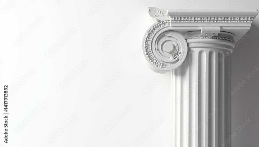 Obraz premium Elegant Roman column detail against stark white backdrop, stock, simple, building