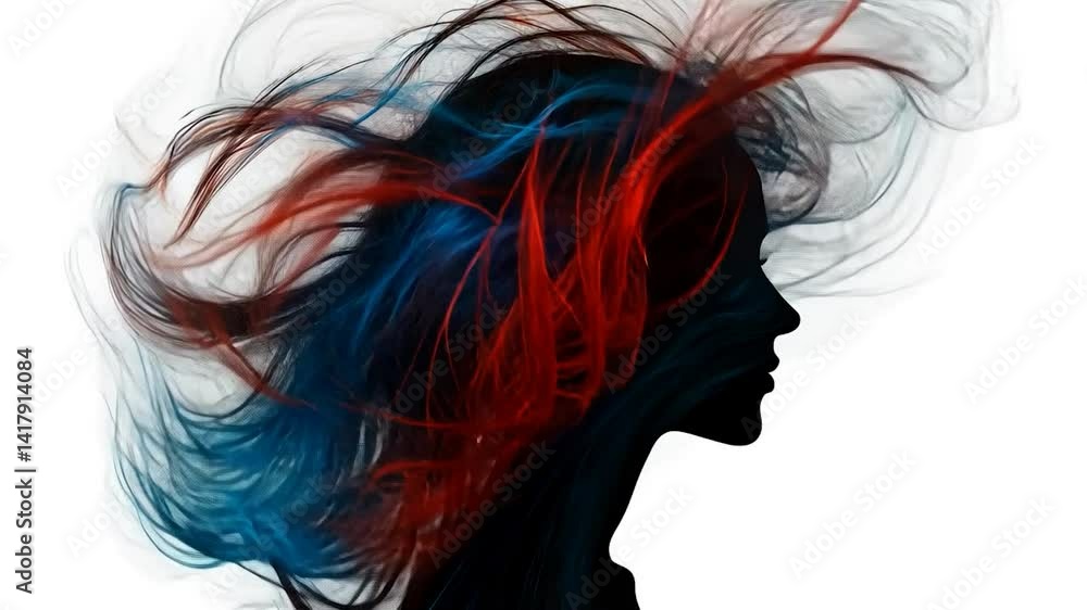 Abstract Woman's Profile with Flowing Hair Abstract Woman's Profile with Flowing Hair