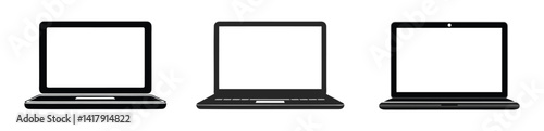 Laptop Icons with Blank Screens for Technology and Design Mockups