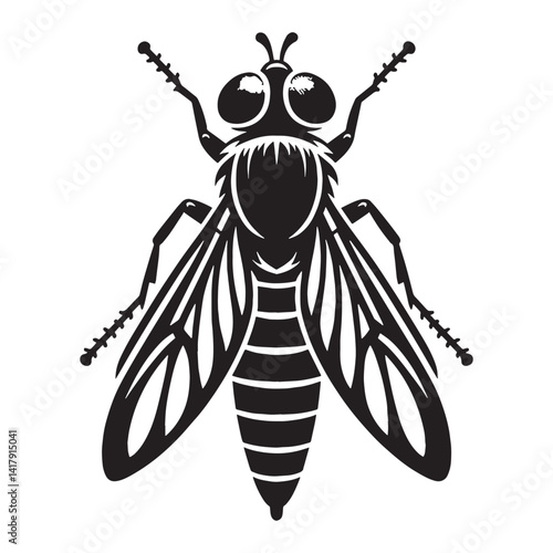 Vivid Horsefly silhouette, capturing the essence of summer swarms – Horsefly illustration – Minimalist Horsefly vector – Insect silhouette

