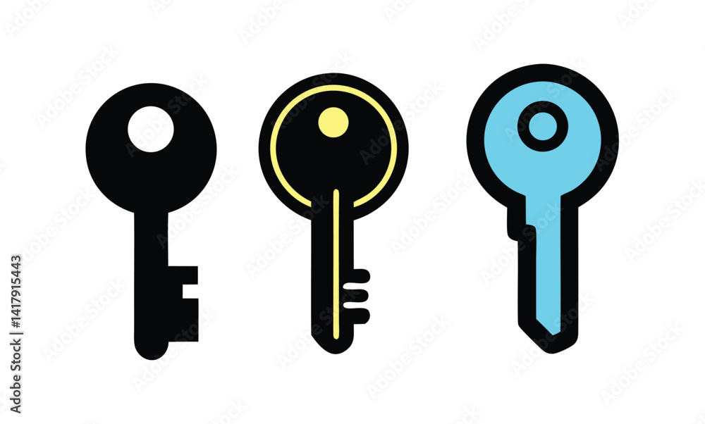 Simple Key Icons for Security, Access, and Solutions Simple Key Icons for Security, Access, and Solutions