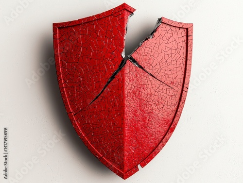 Broken Shield Icon Representing Vulnerability and Cybersecurity Issues