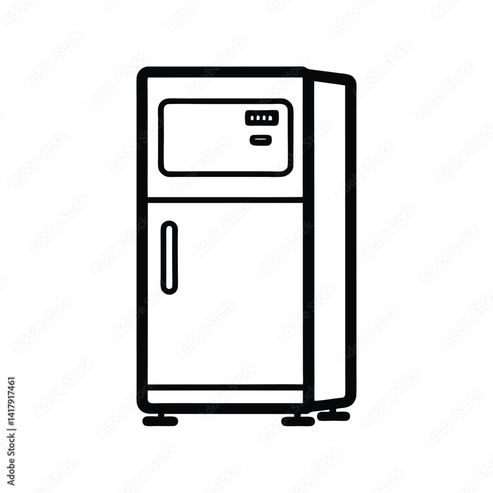 Smart Refrigerator with Touchscreen Line Drawing Smart Refrigerator with Touchscreen Line Drawing