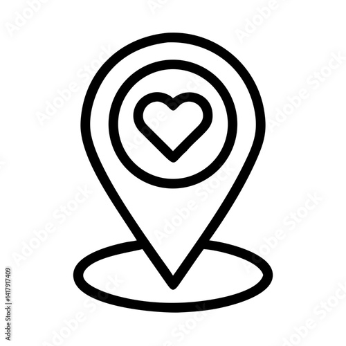 Map Pin with Heart Symbol Icon Design