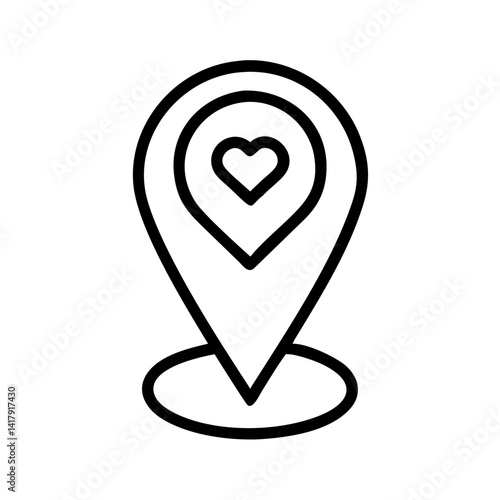 Map Pin with Heart Symbol Icon Design