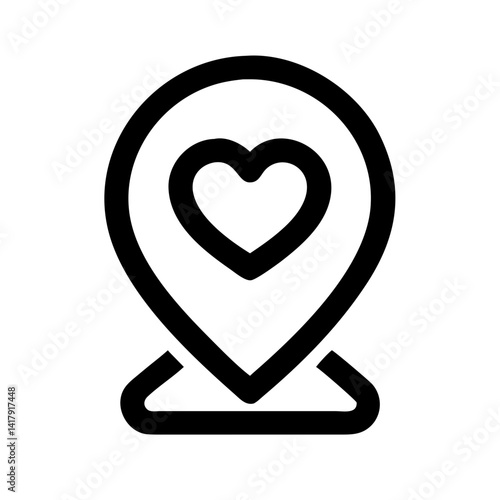 Map Pin with Heart Symbol Icon Design