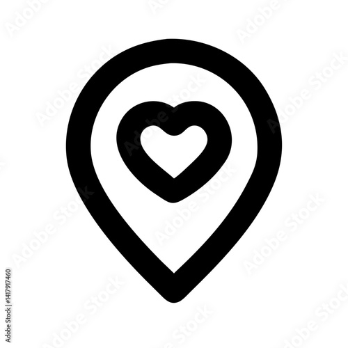 Map Pin with Heart Symbol Icon Design